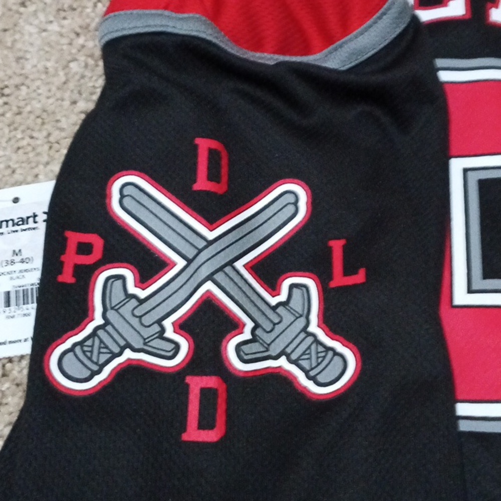NWT Marvel Deadpool Red, Black and Gray Long Sleeve Hockey Style Jersey - Picture 2 of 8